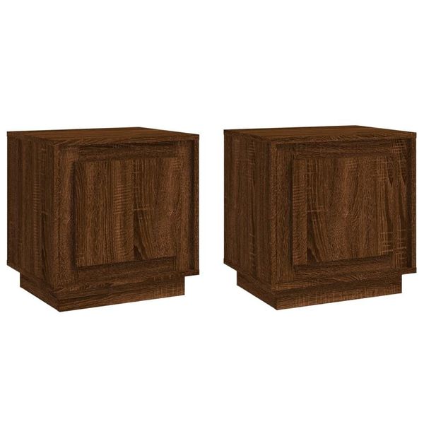 Syfax™ Comodini 2 Pz Rovere Marrone 44X35X45 Cm In Legno Multistrato-image