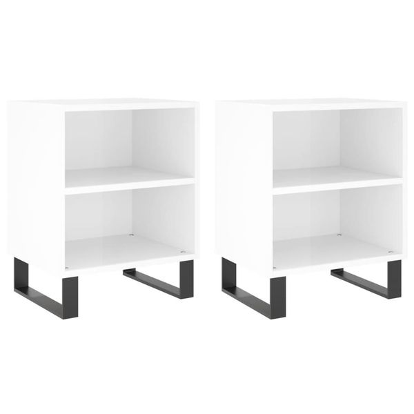 Syfax™ Comodini 2 Pz Bianco Lucido 40X30X50 Cm In Legno Multistrato-image