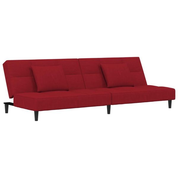 Syfax™ Divano Letto A 2 Posti Con 2 Cuscini Rosso Vino In Velluto-image