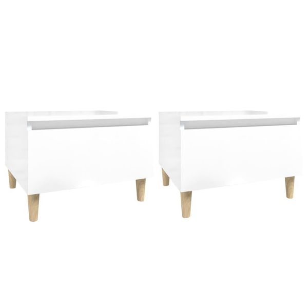 Syfax™ Tavolini 2Pz Bianco Lucido 50X46X35 Cm In Legno Multistrato-image