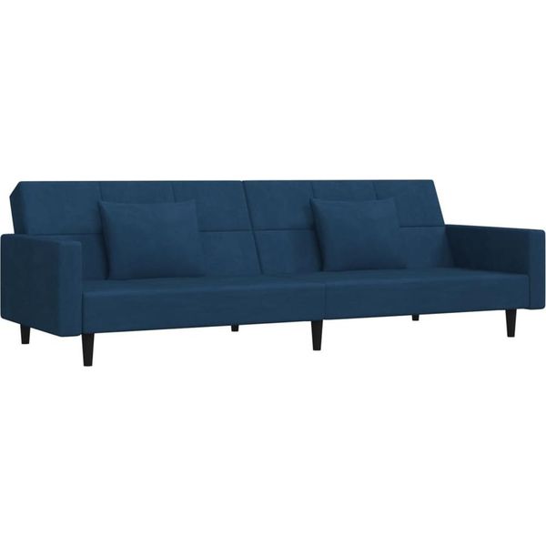 Syfax™ Divano Letto A 2 Posti Con 2 Cuscini Blu In Velluto-image