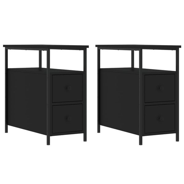 Syfax™ Comodini 2 Pz Neri 30X60X60 Cm In Legno Multistrato-image