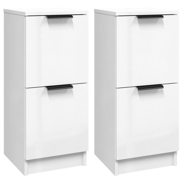 Syfax™ Credenze 2 Pz Bianco Lucido 30X30X70 Cm In Legno Multistrato-image
