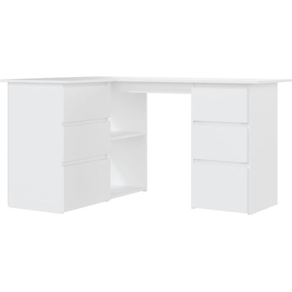 Syfax™ Scrivania Ad Angolo Bianca 145X100X76 Cm In Legno Multistrato-image
