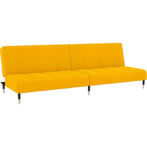 Syfax™ Divano Letto A 2 Posti Giallo In Velluto-image