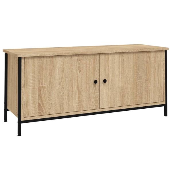 Syfax™ Mobile Tv Con Ante Rovere Sonoma 102X35X45 Cm Legno Multistrato-image