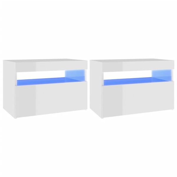 Syfax™ Mobili Porta Tv Con Luci Led 2 Pz Bianco Lucido 60X35X40 Cm-image