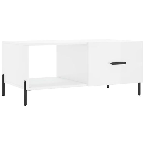 Syfax™ Tavolino Da Salotto Bianco Lucido 90X50X40 Cm Legno Multistrato-image