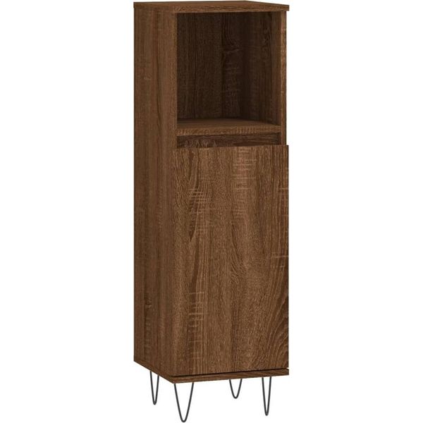 Syfax™ Armadietto Bagno Rovere Marrone 30X30X100 Cm Legno Multistrato-image
