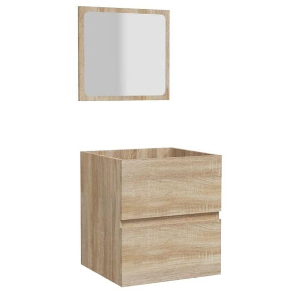 Syfax™ Mobile Da Bagno Con Specchio Rovere Sonoma In Legno Multistrato-image