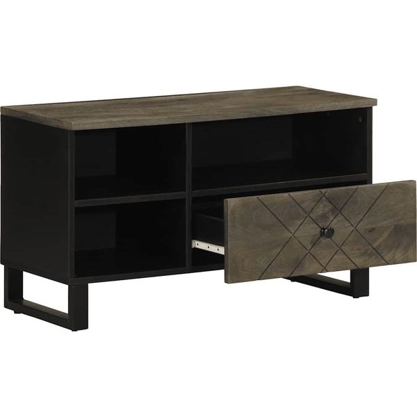 Syfax™ Mobile Porta Tv Nero 80X33X46 Cm In Legno Massello Di Mango-image