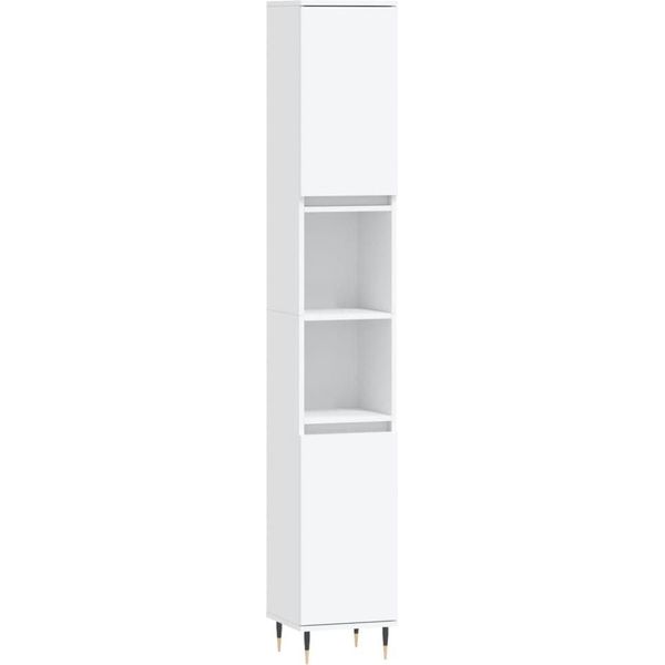 Syfax™ Armadietto Da Bagno Bianco 30X30X190 Cm In Legno Multistrato-image