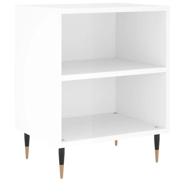 Syfax™ Comodino Bianco Lucido 40X30X50 Cm In Legno Multistrato-image