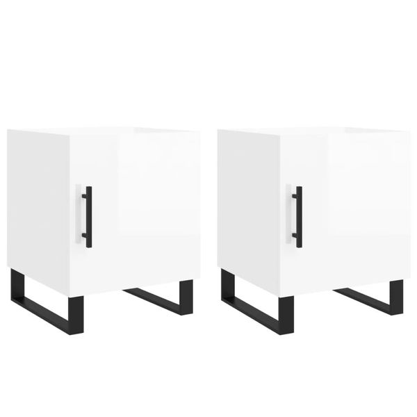Syfax™ Comodini 2Pz Bianco Lucido 40X40X50 Cm In Legno Multistrato-image