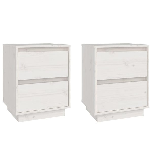 Syfax™ Comodini 2 Pz Bianchi 40X35X50 Cm In Legno Massello Di Pino-image