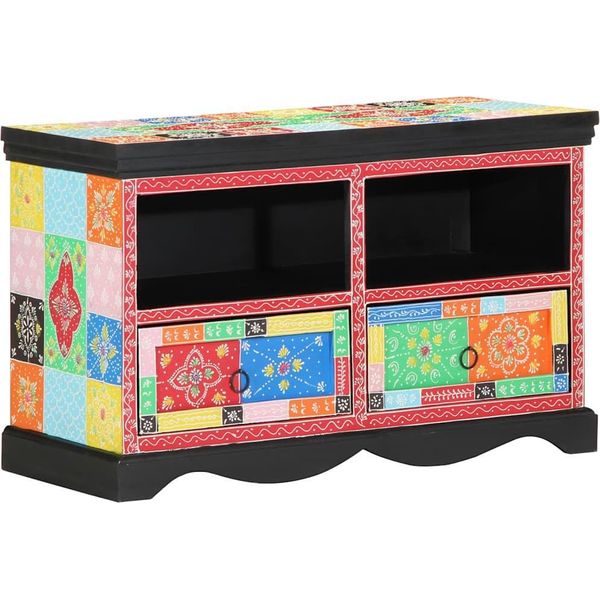 Syfax™ Mobile Tv Multicolore 80 X 35 X 50 Cm Legno Di Mango Massello-image