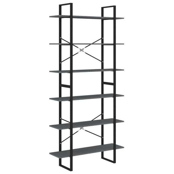 Syfax™ Scaffale Alto Grigio 100X30X210 Cm In Legno Massello Di Pino-image