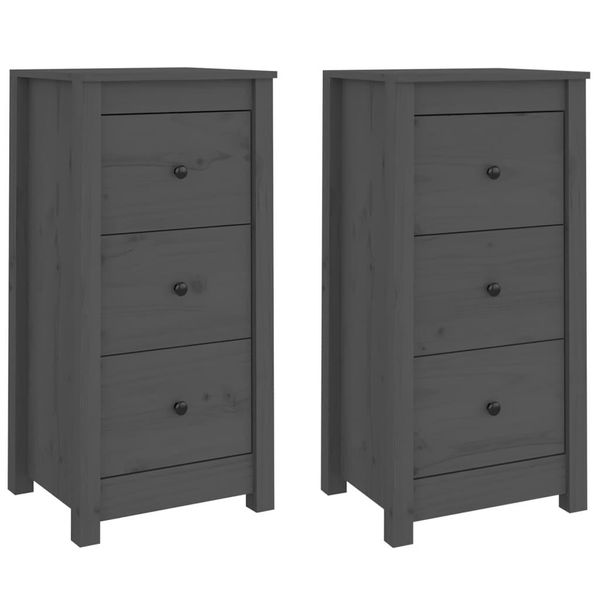 Syfax™ Credenze 2 Pz Grigie 40X35X80 Cm In Legno Massello Di Pino-image