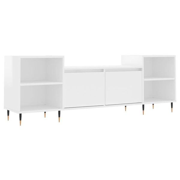 Syfax™ Mobile Porta Tv Bianco Lucido 160X35X55 Cm In Legno Multistrato-image