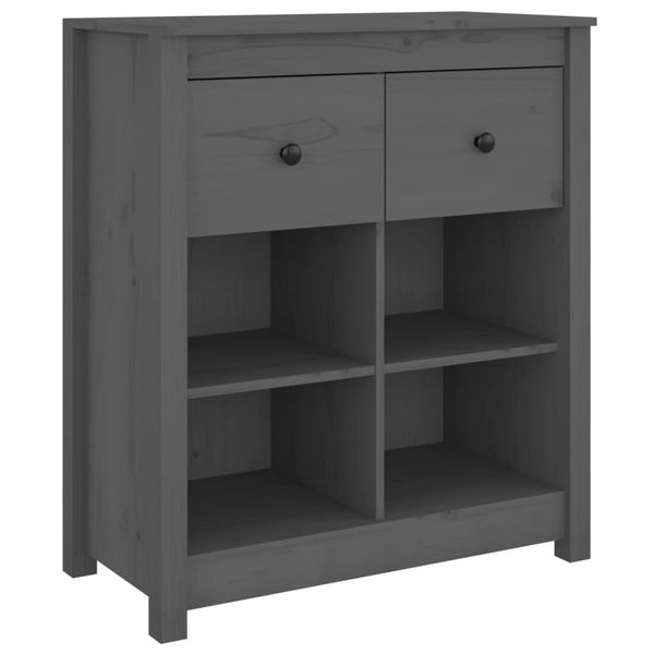 Syfax™ Credenza Grigia 70X35X80 Cm In Legno Massello Di Pino-image