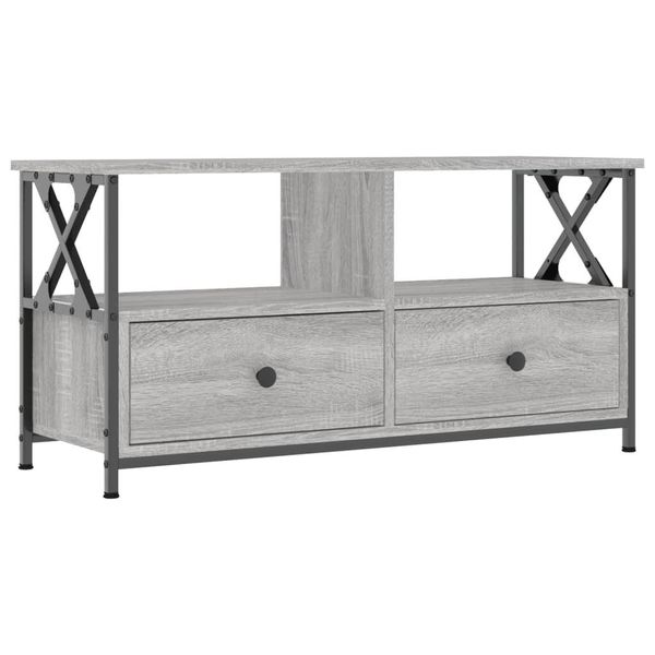 Syfax™ Mobile Tv Grigio Sonoma 90X33X45 Cm Legno Multistrato E Ferro-image