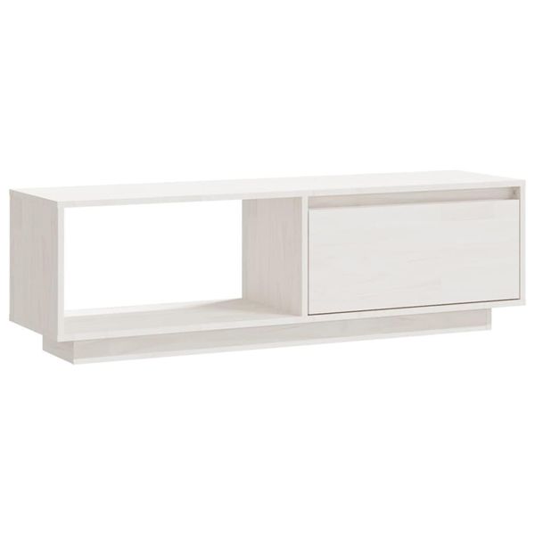 Syfax™ Mobile Porta Tv Bianco 110X30X33,5 Cm In Legno Massello Di Pino-image