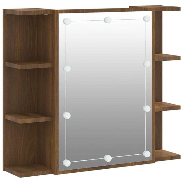 Syfax™ Mobile A Specchio Con Led Rovere Marrone 70X16,5X60 Cm-image