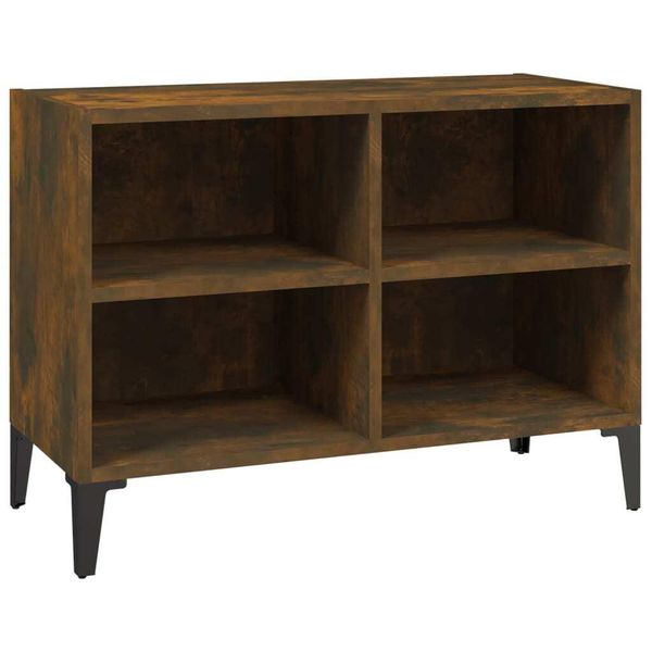 Syfax™ Mobile Tv Con Gambe In Metallo Rovere Fumo 69,5X30X50 Cm-image