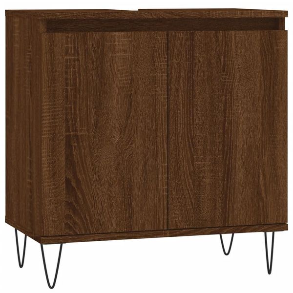 Syfax™ Armadietto Bagno Rovere Marrone 58X33X60Cm In Legno Multistrato-image
