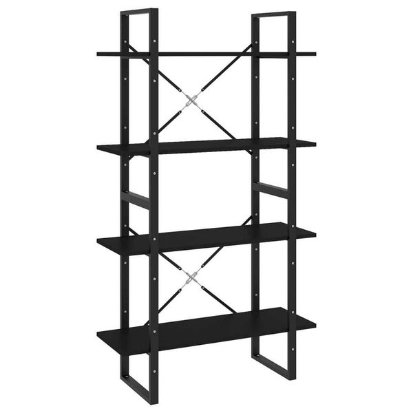 Syfax™ Libreria A 4 Ripiani Nera 80X30X140 Cm In Legno Multistrato-image
