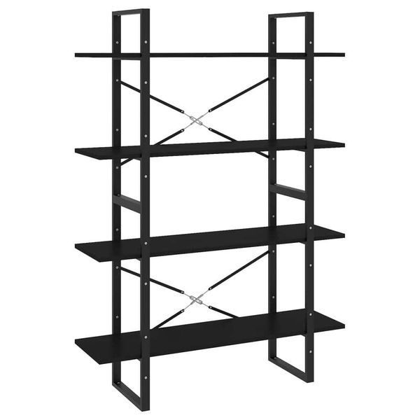 Syfax™ Libreria A 4 Ripiani Nera 100X30X140 Cm In Legno Multistrato-image
