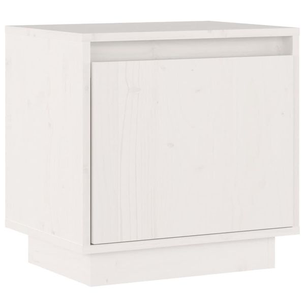 Syfax™ Comodino Bianco 40X30X40 Cm In Legno Massello Di Pino-image