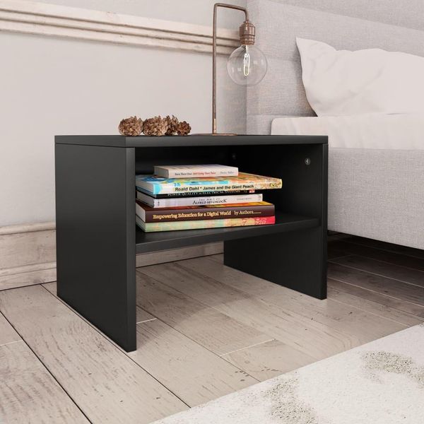 Syfax™ Comodini 2 Pz Neri 40X30X30 Cm In Legno Multistrato-image
