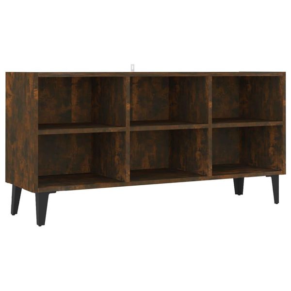 Syfax™ Mobile Tv Con Gambe In Metallo Rovere Fumo 103,5X30X50 Cm-image