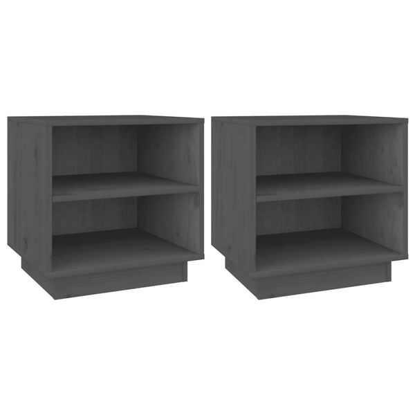 Syfax™ Comodini 2 Pz Grigi 40X34X40 Cm In Legno Massello Di Pino-image