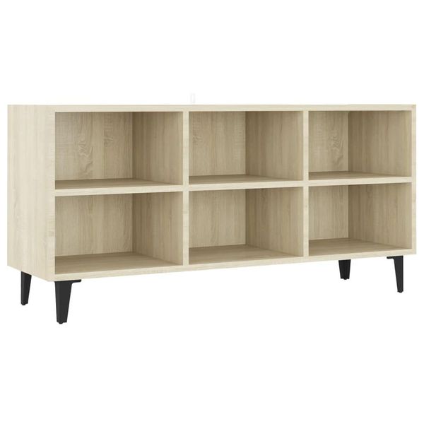 Syfax™ Mobile Tv Con Gambe In Metallo Rovere Sonoma 103,5X30X50 Cm-image