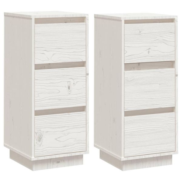 Syfax™ Credenze Bianche 2 Pz 32X34X75 Cm In Legno Massello Di Pino-image