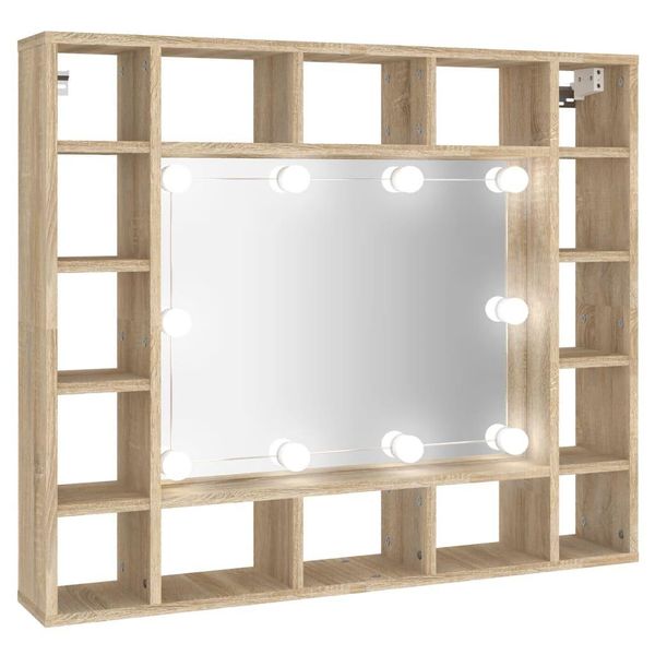 Syfax™ Mobile A Specchio Con Led Rovere Sonoma 91X15X76,5 Cm-image