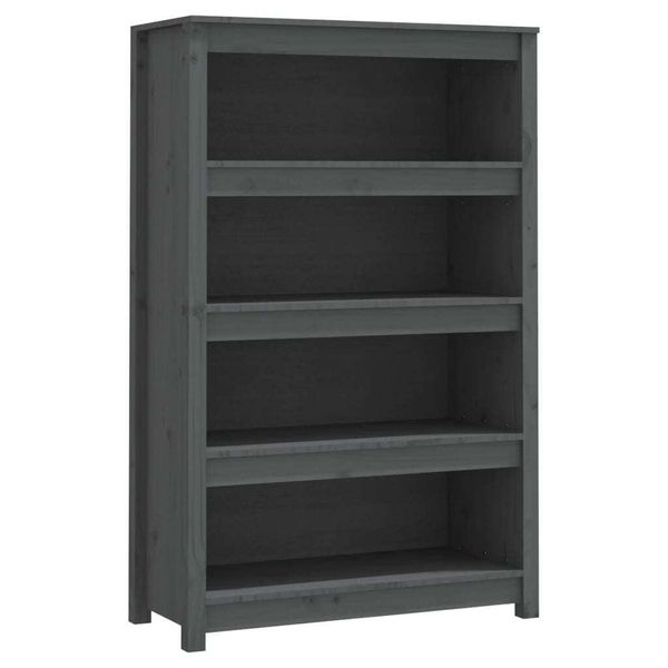 Syfax™ Libreria Grigia 80X35X126 Cm In Legno Massello Di Pino-image