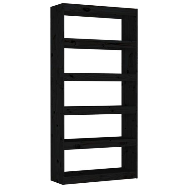 Syfax™ Libreria/Divisorio Nero 80X30X167,4 Cm Legno Massello Di Pino-image