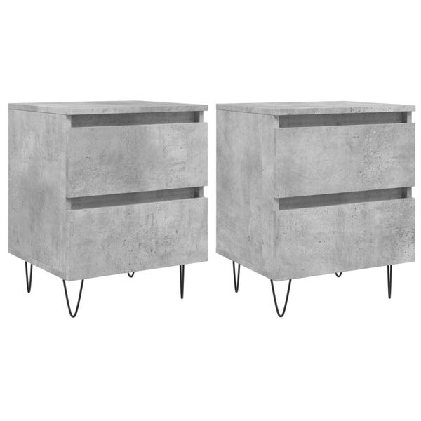 Syfax™ Comodini 2Pz Grigio Cemento 40X35X50 Cm In Legno Multistrato-image