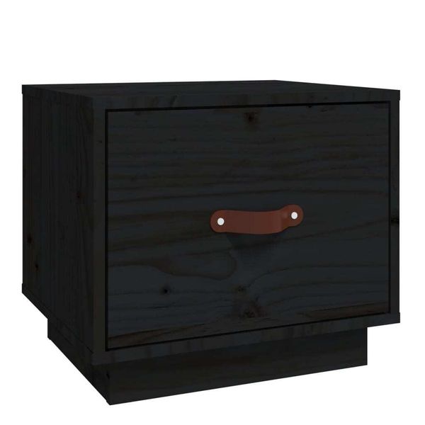 Syfax™ Comodino Nero 40X34X35 Cm In Legno Massello Di Pino-image