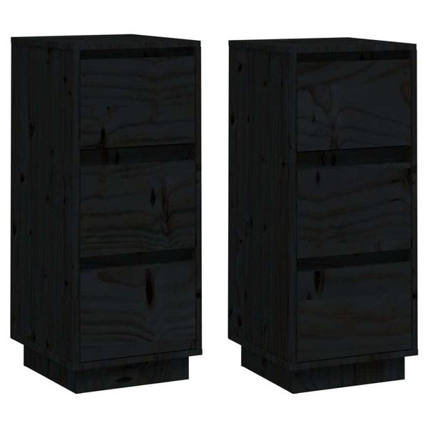 Syfax™ Credenze Nere 2 Pz 32X34X75 Cm In Legno Massello Di Pino-image