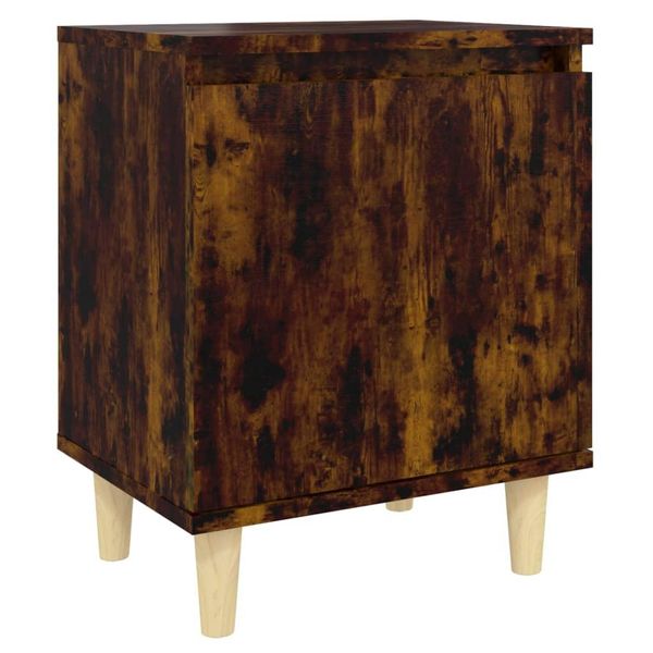 Syfax™ Comodino Con Gambe In Legno Massello Rovere Fumo 40X35X50 Cm-image