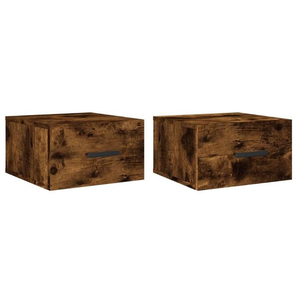 Syfax™ Comodini A Muro 2 Pz Rovere Fumo 35X35X20 Cm-image