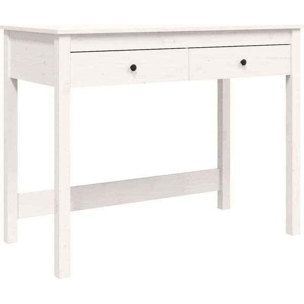 Syfax™ Scrivania Con Cassetti Bianca 100X50X78 Cm Legno Massello Pino-image