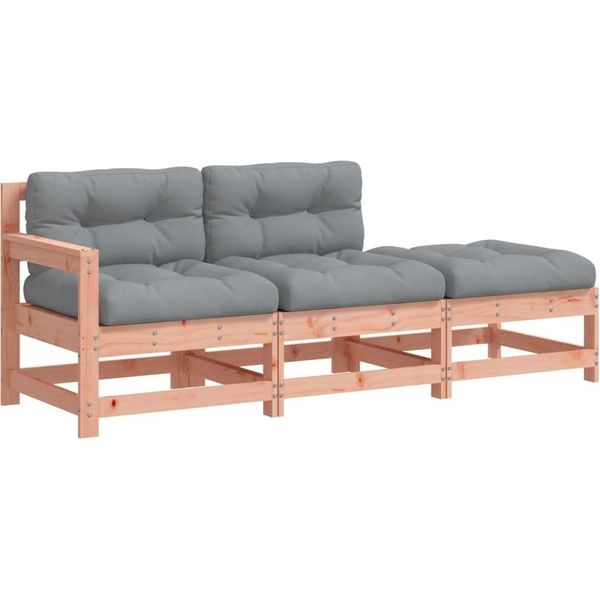 Syfax™ Set Divani Giardino 3Pz Con Cuscini Legno Massello Di Douglas-image