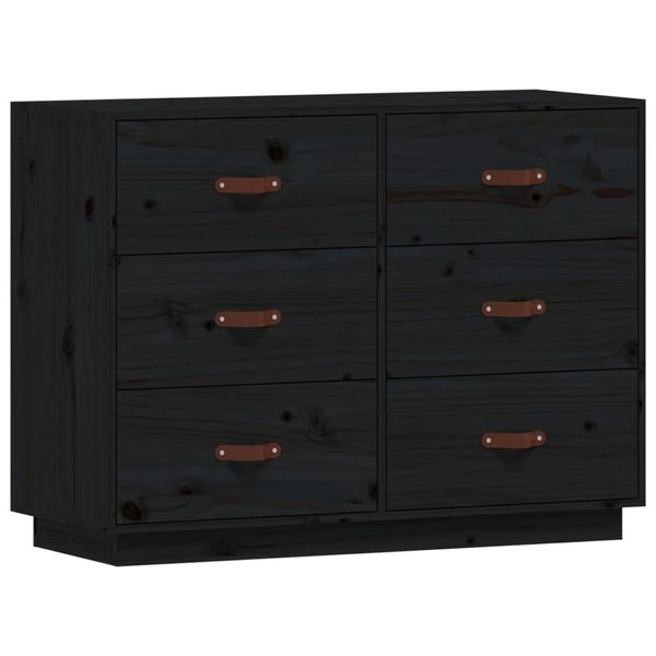 Syfax™ Credenza Nera 100X40X75 Cm In Legno Massello Di Pino-image