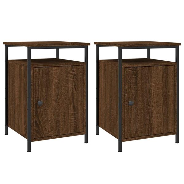 Syfax™ Comodini Rovere Marrone 2 Pz 40X42X60 Cm Legno Multistrato-image