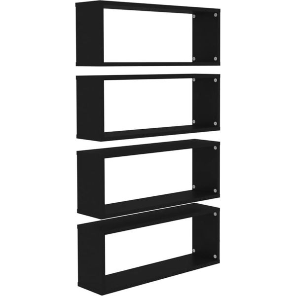 Syfax™ Mensole Parete A Cubo 4Pz Nere 60X15X23 Cm Legno Multistrato-image